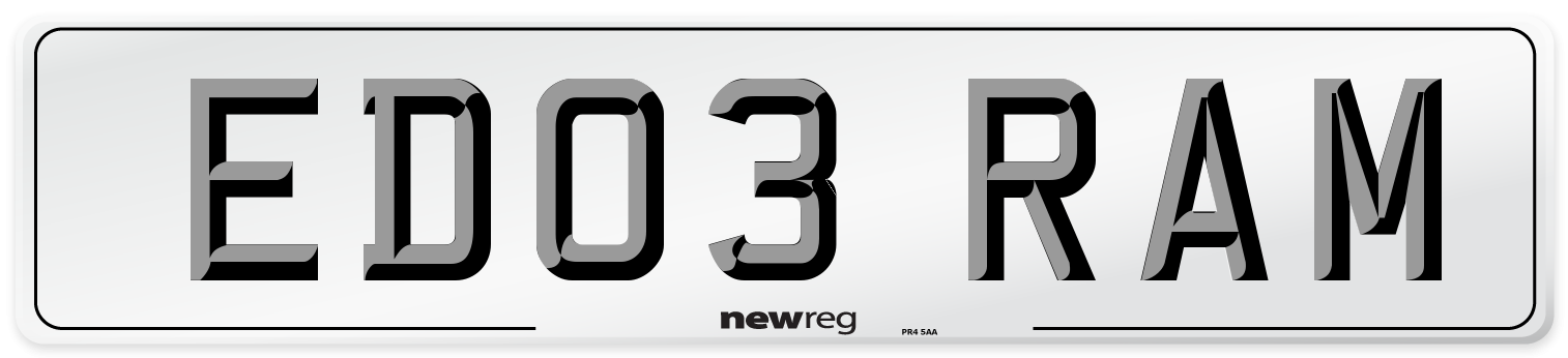 ED03 RAM Number Plate from New Reg